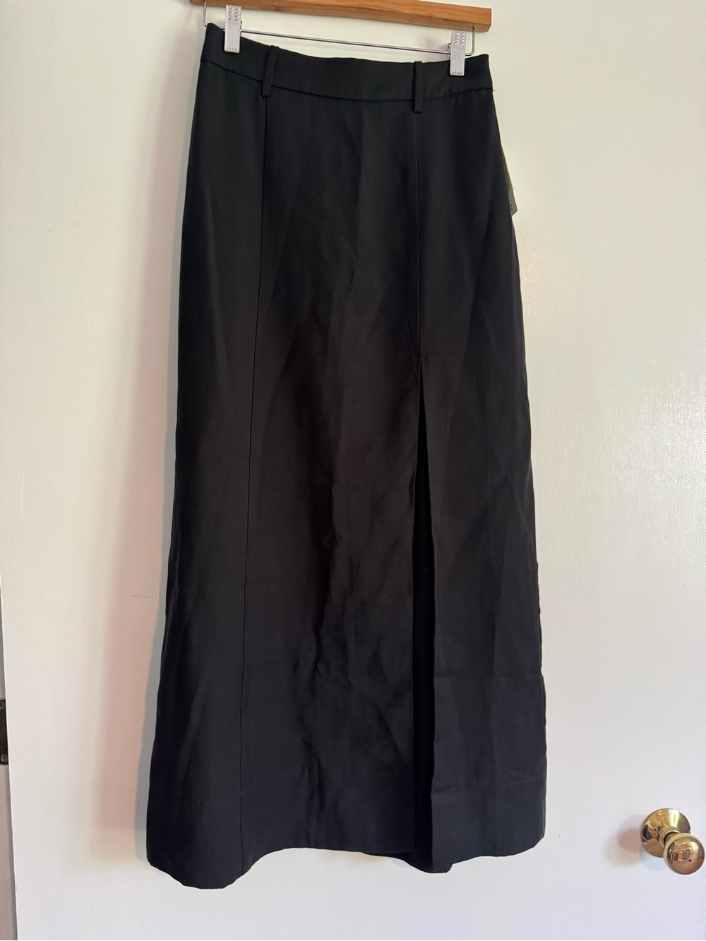 Black Long Straight Skirt with Front Slit
